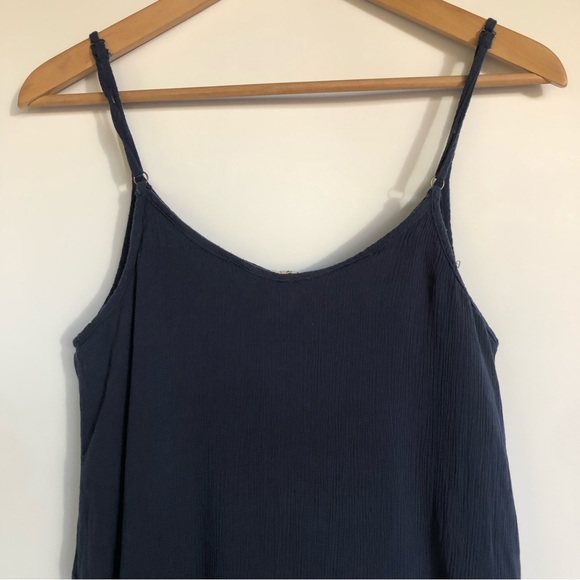 Roxy Full Bloom Sundress Sz M Navy Blue Crinkle Crepe Knit Strappy Summer Dress - Picture 8 of 12